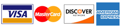 Visa, Mastercard, Discover, American Express
